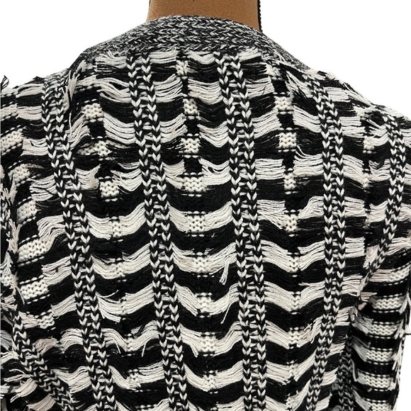 Endless Rose Black and White Fringe Cardigan Size Medium to Large - NWT - Picture 4 of 6